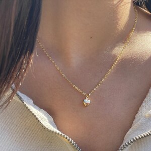 Gold mini heart pendant necklace | 18k gold plated, handmade minimalist jewelry, layering necklace, gift for her, gold heart jewelry