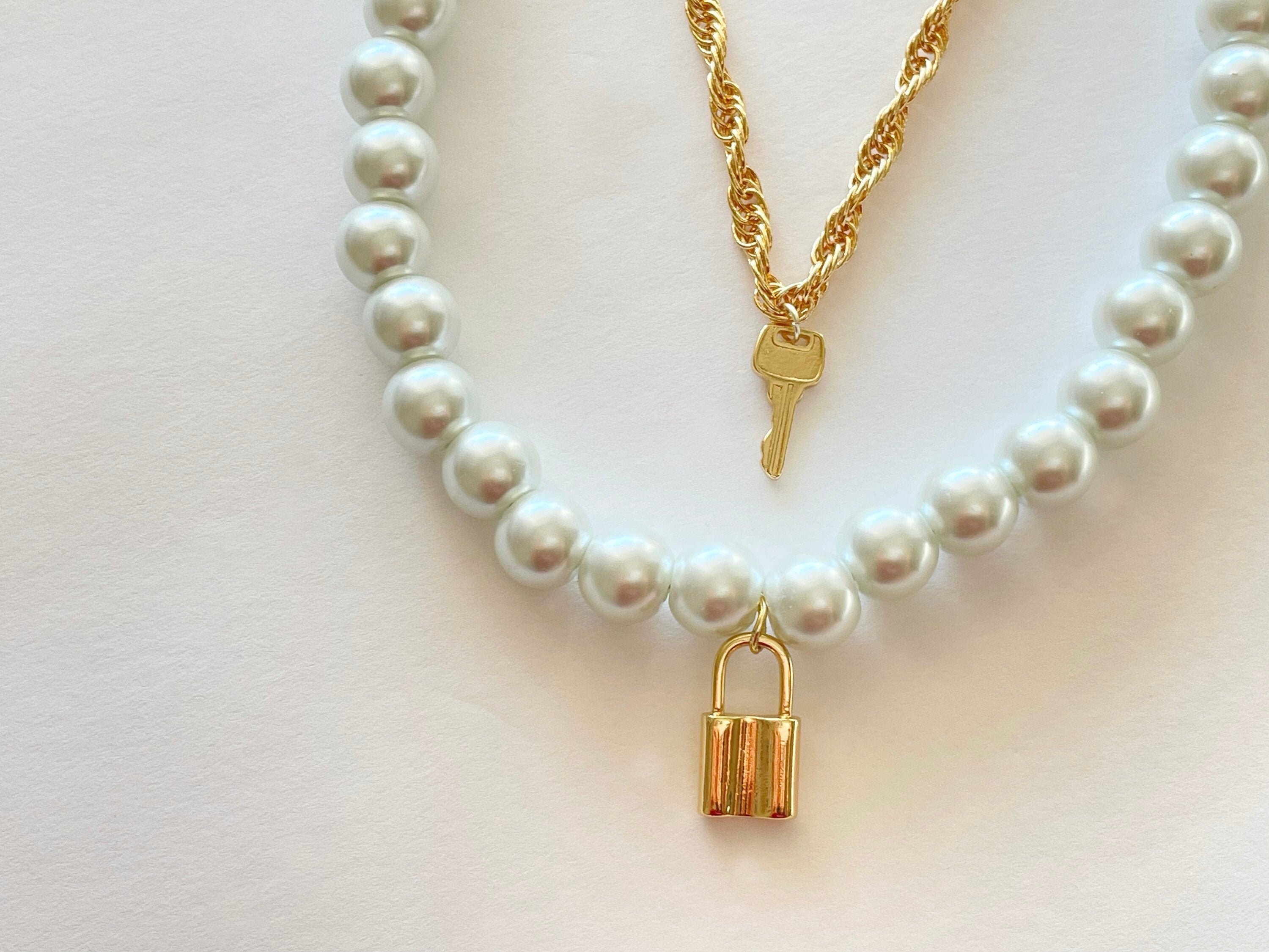 Lock and Key Necklaces Lock Pearl 
