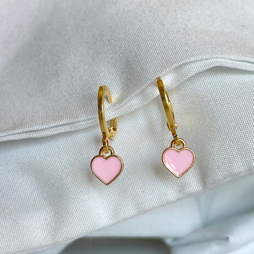 Gold Heart Huggies Gold Indie Y2k Earrings Small Dainty - Etsy