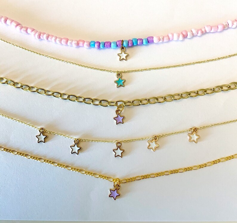 Y2k star necklaces gold chain or seed beads trendy dainty Etsy