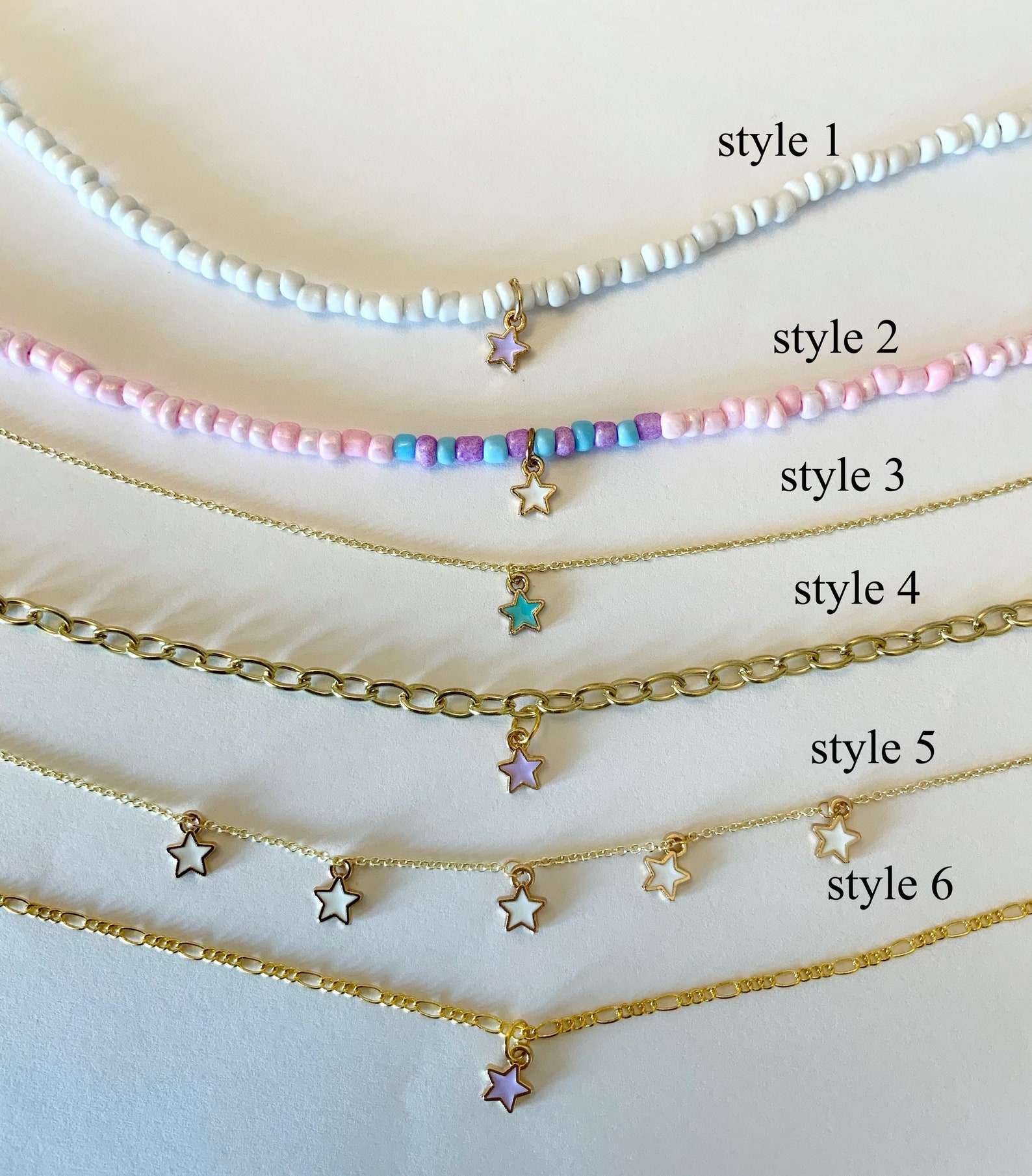 Y2k star necklaces gold chain or seed beads trendy dainty Etsy