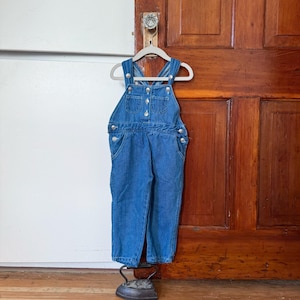 3T- vintage toddler 90s classic fit blue denim overalls kids essential street wear jumper