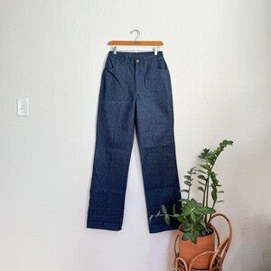 28&quot;- vintage SEARS 70s straight leg dark wash jeans classic women&#39;s street wear groovy denim