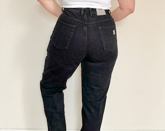 32&quot;/33&quot;- vintage black Cherokee 100% cotton tapered high rise mom jeans 90s streetwear classic denim