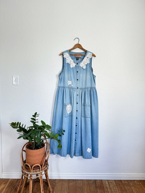 Ameri　ADORABLE BACK RIBBON DENIM DRESS Ameri♡ ADORABLE BACK RIBBON DENIM DRESS