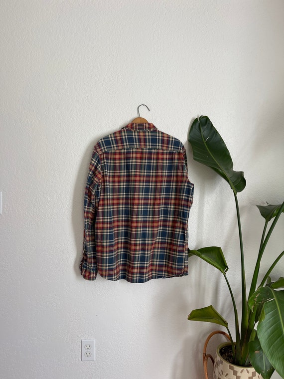 L/XL- vintage American living plaid flannel butto… - image 4