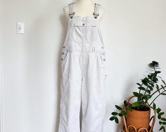 L- vintage cream corduroy 90s carpenter overalls women’s classic relaxed fit spring summer overalls