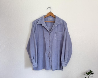 XL- vintage lavender wide wale corduroy button up shacket shirt oversized 90s classic layering