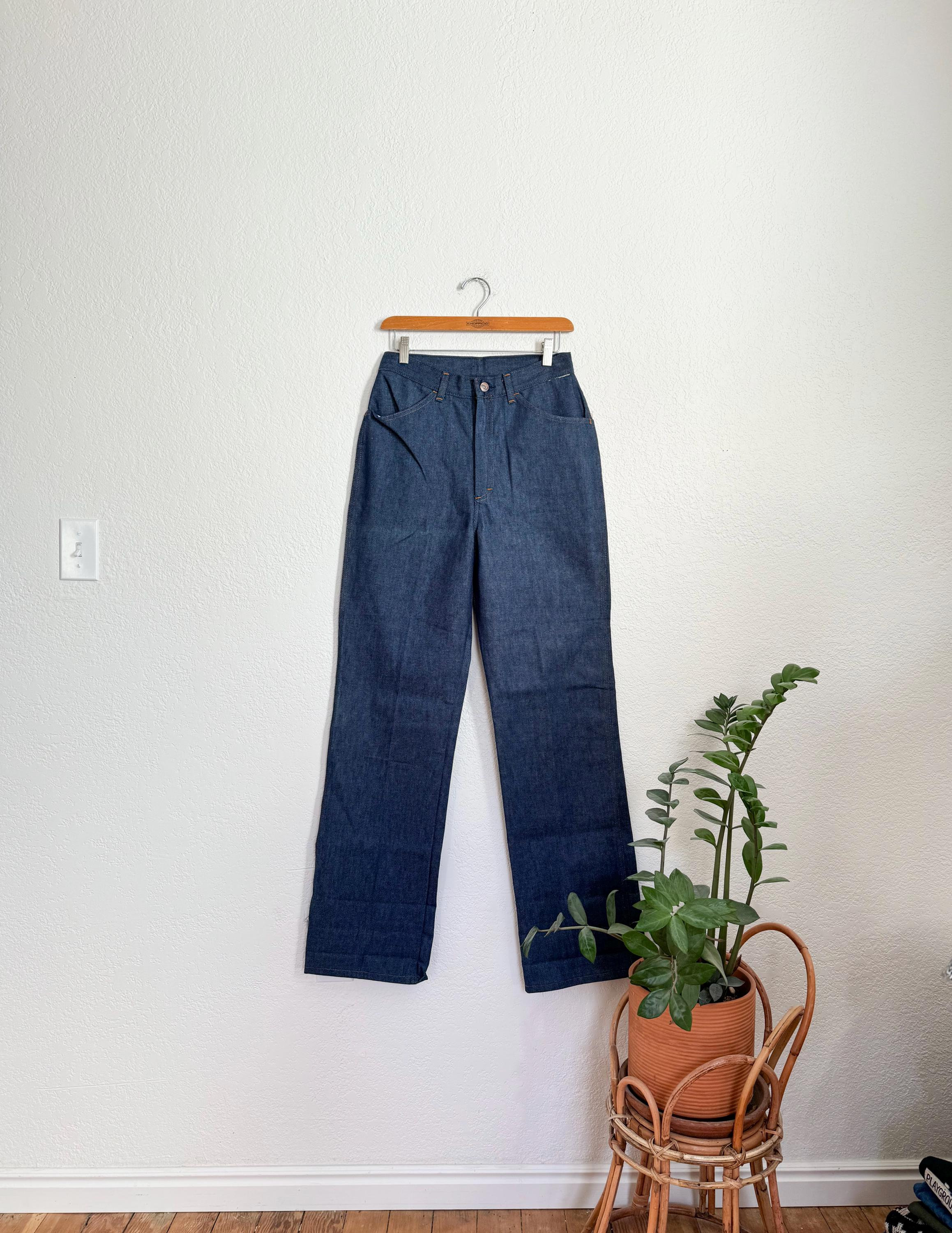 28"- vintage SEARS 70s straight leg dark wash jeans classic women's street wear groovy denim