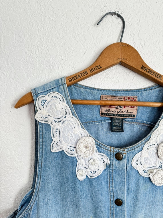 L- Vintage EXPRESS 90s Denim Button Down Cotton Appliqué
