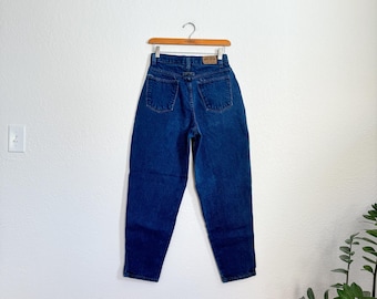 25&quot;/26&quot;- vintage Brittania dark wash 90s pleated mom jeans tapered fit 90s classic denim streetwear 100% cotton