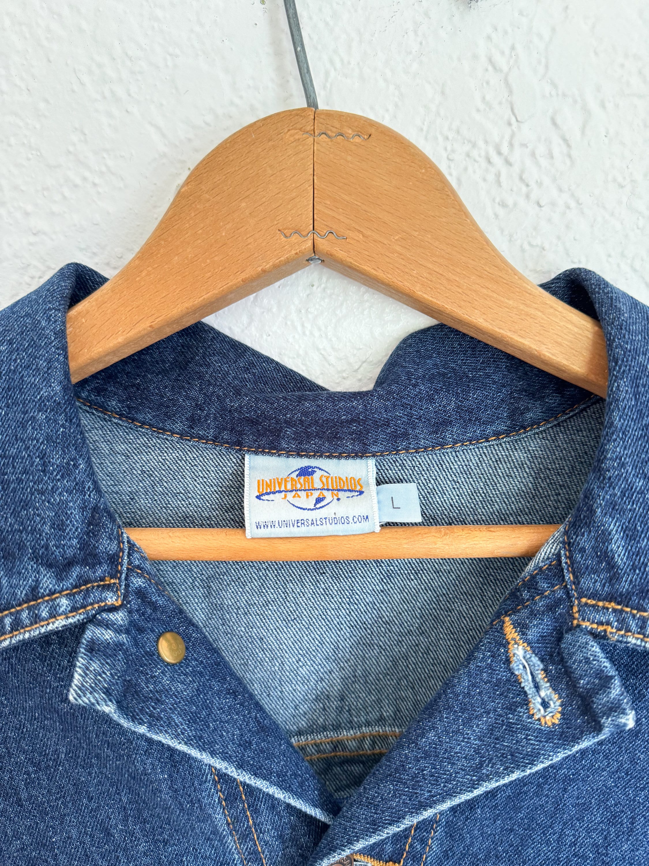 L- Vintage 90s Universal Studios JAPAN Rare Denim Embroidered