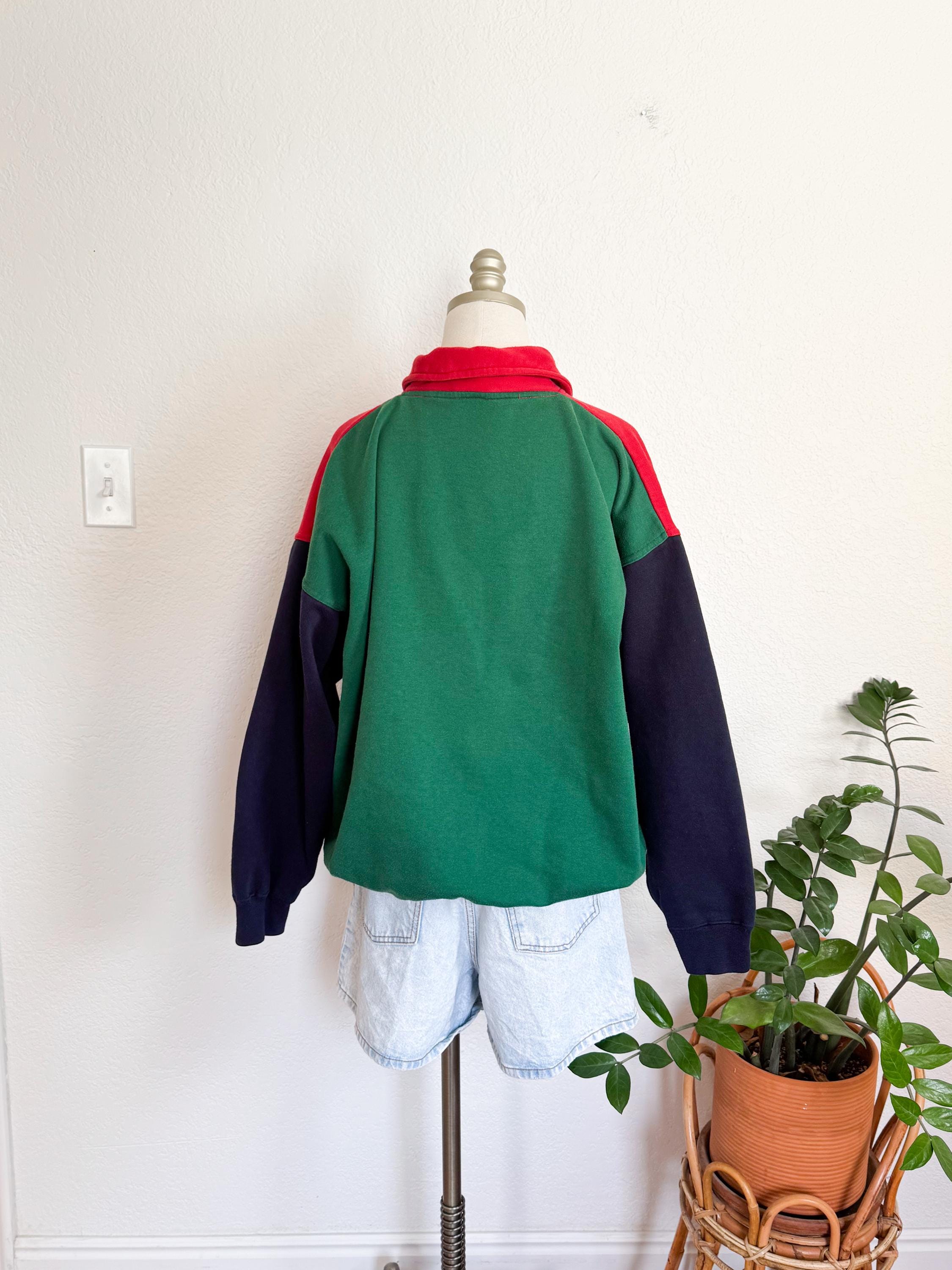 L/XL- Vintage 90s Colorblock Stripe Sportswear Oversized Sweatshirt ...