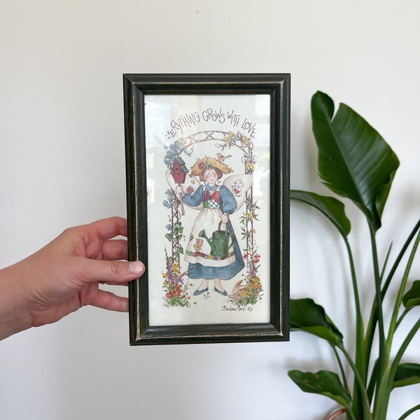 Vintage garden fairy framed Barbara mock 90s art print cottagecore