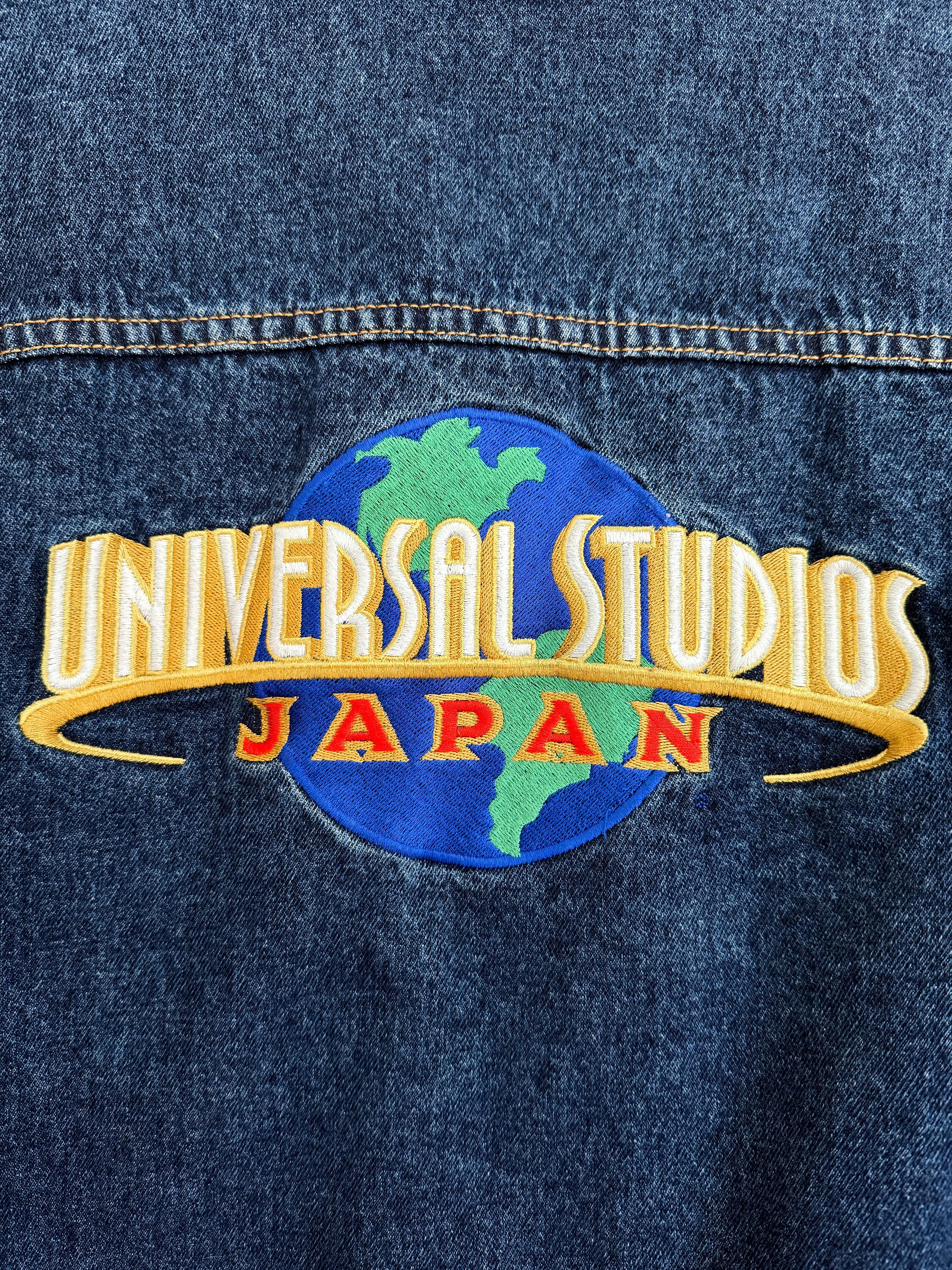 L- Vintage 90s Universal Studios JAPAN Rare Denim Embroidered