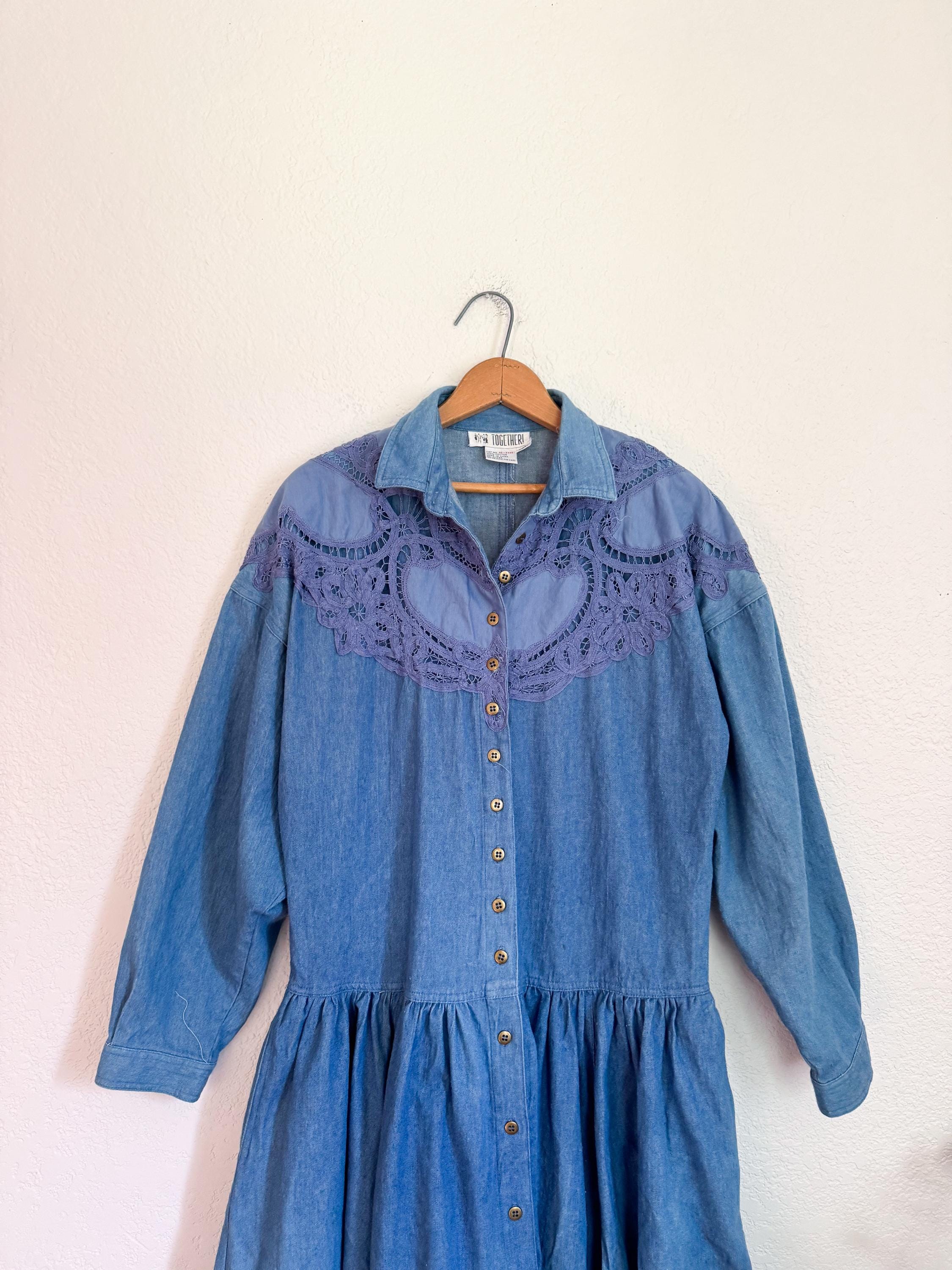 white christmas dresses Bebe Women's Lace Up Mini Denim Dress, Size XL in Iconic Blue Wash Metal/Cotton/Spandex main image 1