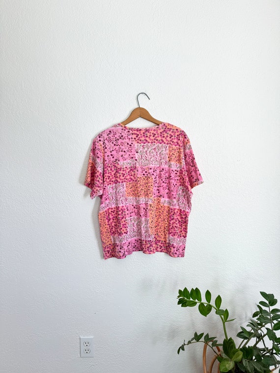 2X/3X- vintage plus size floral patchwork knit te… - image 3
