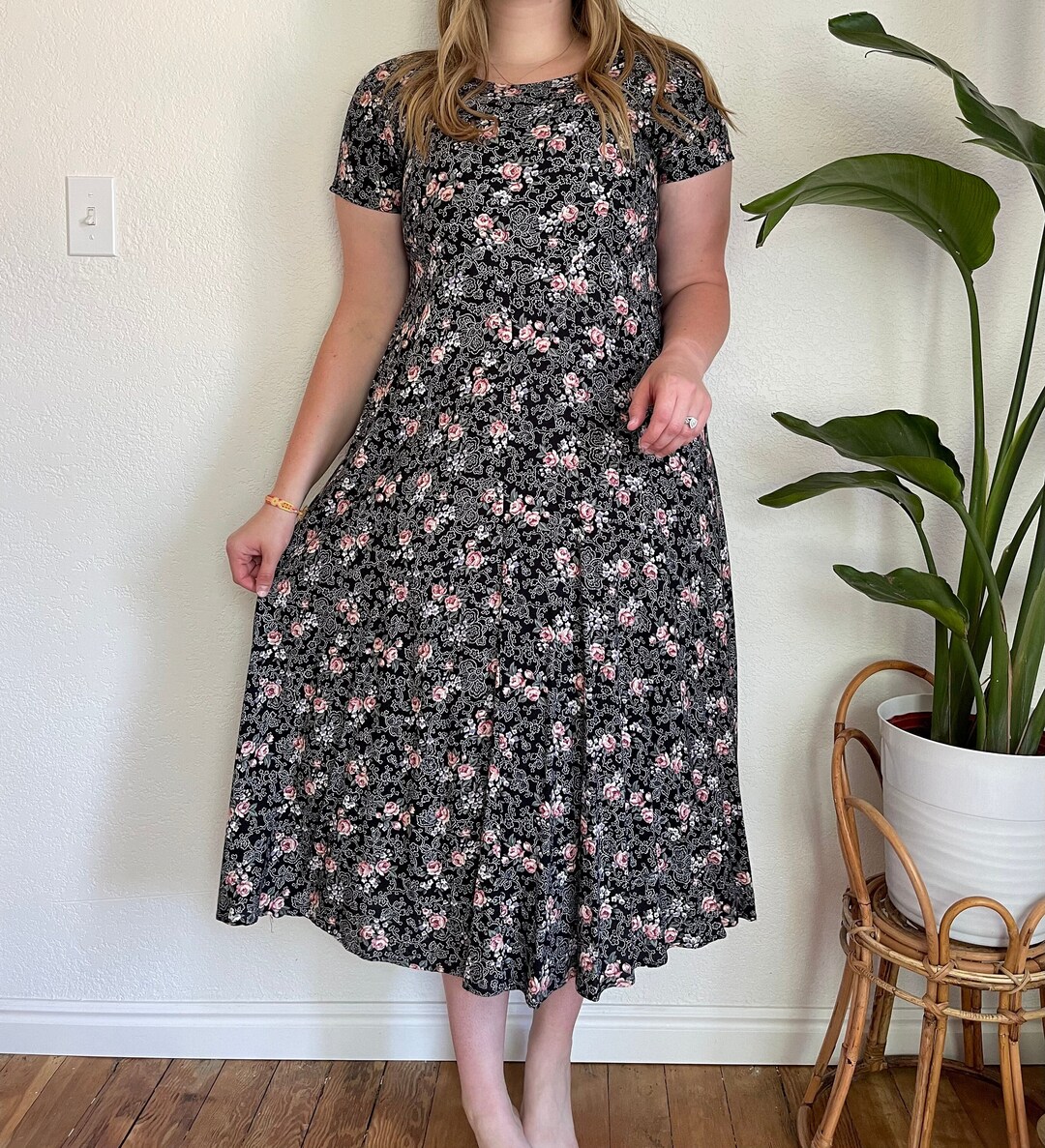 M/L Vintage All That Jazz Floral 90s Aline Dress Lightweight Etsy