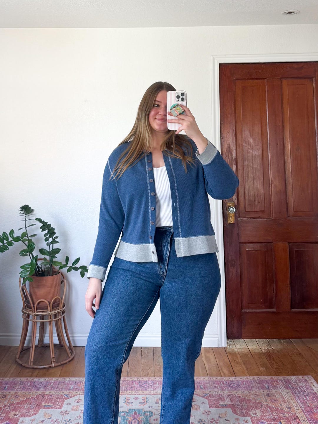 L- Vintage 90s Ribbed Powder Blue Button Down Lightweight Cardigan ...