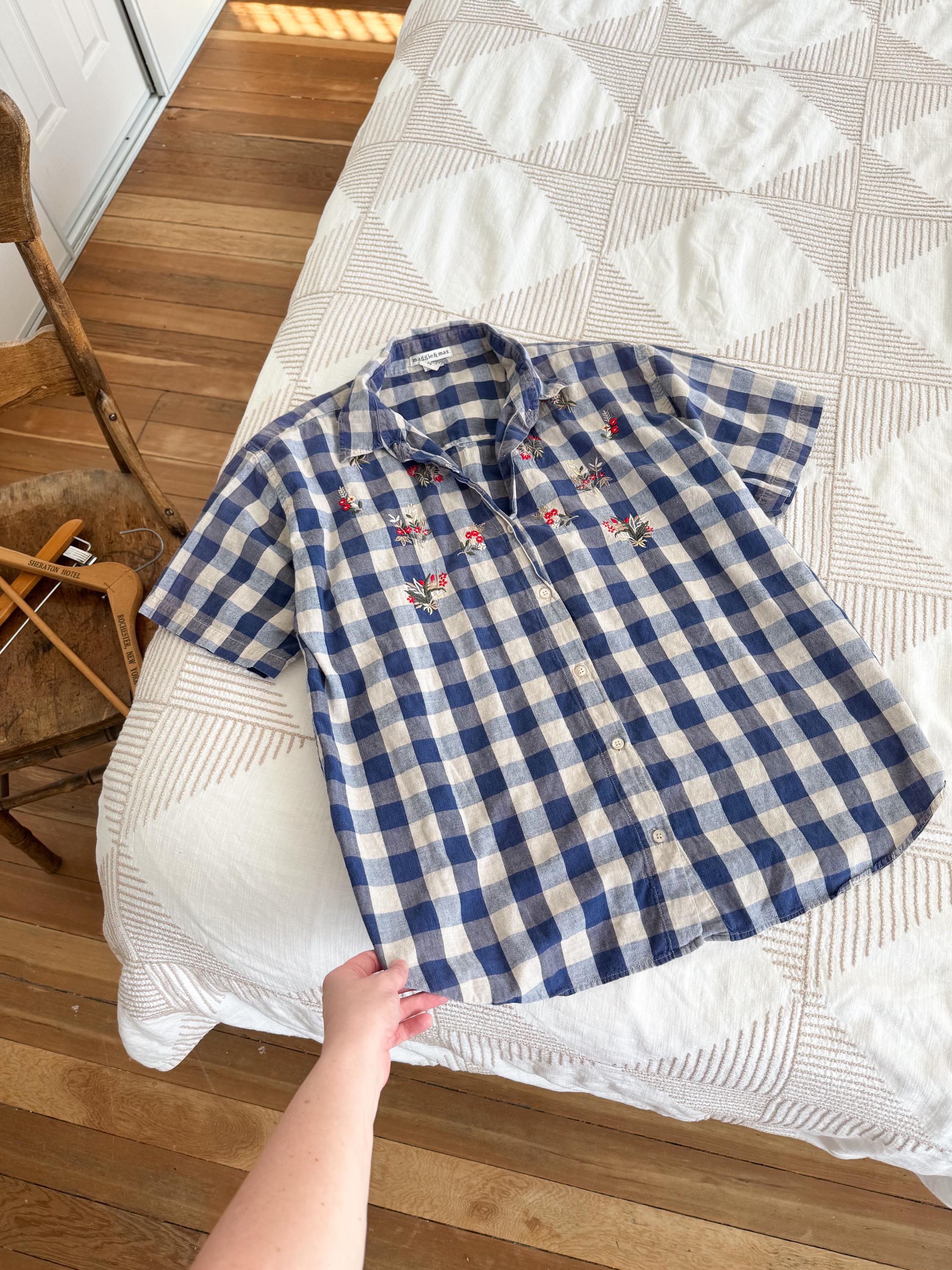Blue Gingham Blouse - Etsy Blue Gingham Blouse - Etsy
