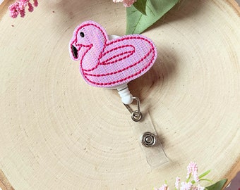 Flamingo Pool Float badge reel, nurse gifts for women, Flamingo gifts for her, retractable teacher, gift for flamingo lovers, summer badge