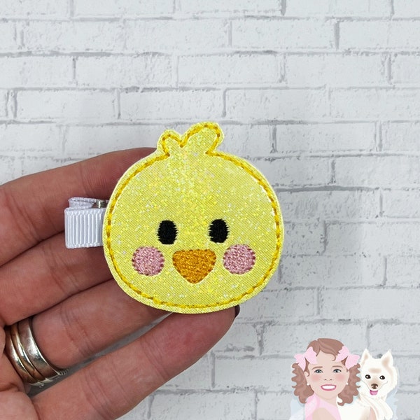 Baby Chick Hair Clip, Baby Chick Barrette, Baby Girl Hair Clip, Toddler Hair Clip, Hair Barrette, Flower Barrette, Pigtail Clippies