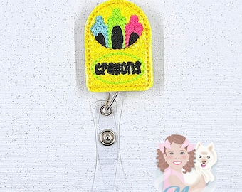 Crayon badge Reel, back to school badge, cute badge clips, Nurse Badge Clip, Teacher Badge, Crayon badge holder, Badge Buddy