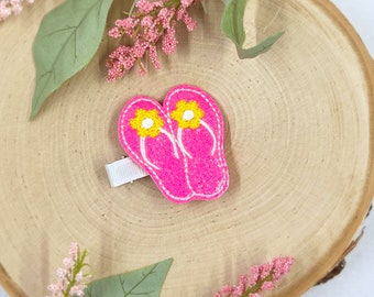 Pink Flip flops Hair Clip, Cute Hair Clip, Pigtail Bows, Baby Girl Hair Clip, Toddler Hair Clip, Girls Hair Clip, Newborn Bows, Hair Bow
