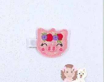 Pig Hair Clips, Pig Hair Bow, animal gift for little girl, Feltie Hair Clip, Baby Hair Clips, Toddler Hair Clip, Spring Clip