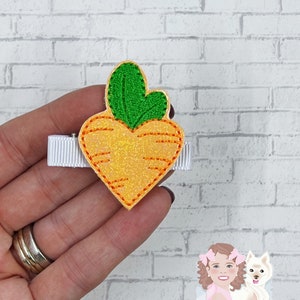 Carrot Heart Hair Clip, Carrot Hair Clip, Baby Girl Hair Clip, Toddler Hair Clip, Hair Barrette, Flower Barrette, Pigtail Clippies