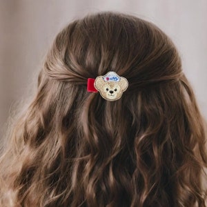 Duffy Bear hair clips for girls, cute Christmas hair accessories for kids, stocking stuffers for little girls, advent calendar fillers