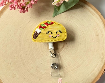 taco badge reel cute badge clips for nurses, taco Tuesday fiesta badge reel retractable ID badge holder, taco gifts, Cinco de mayo badge