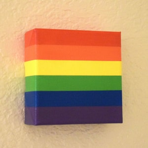 Rainbow Pride Flag Painting 4x4x1.5in