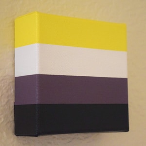 Non-Binary Pride Flag Painting 4x4x1.5in