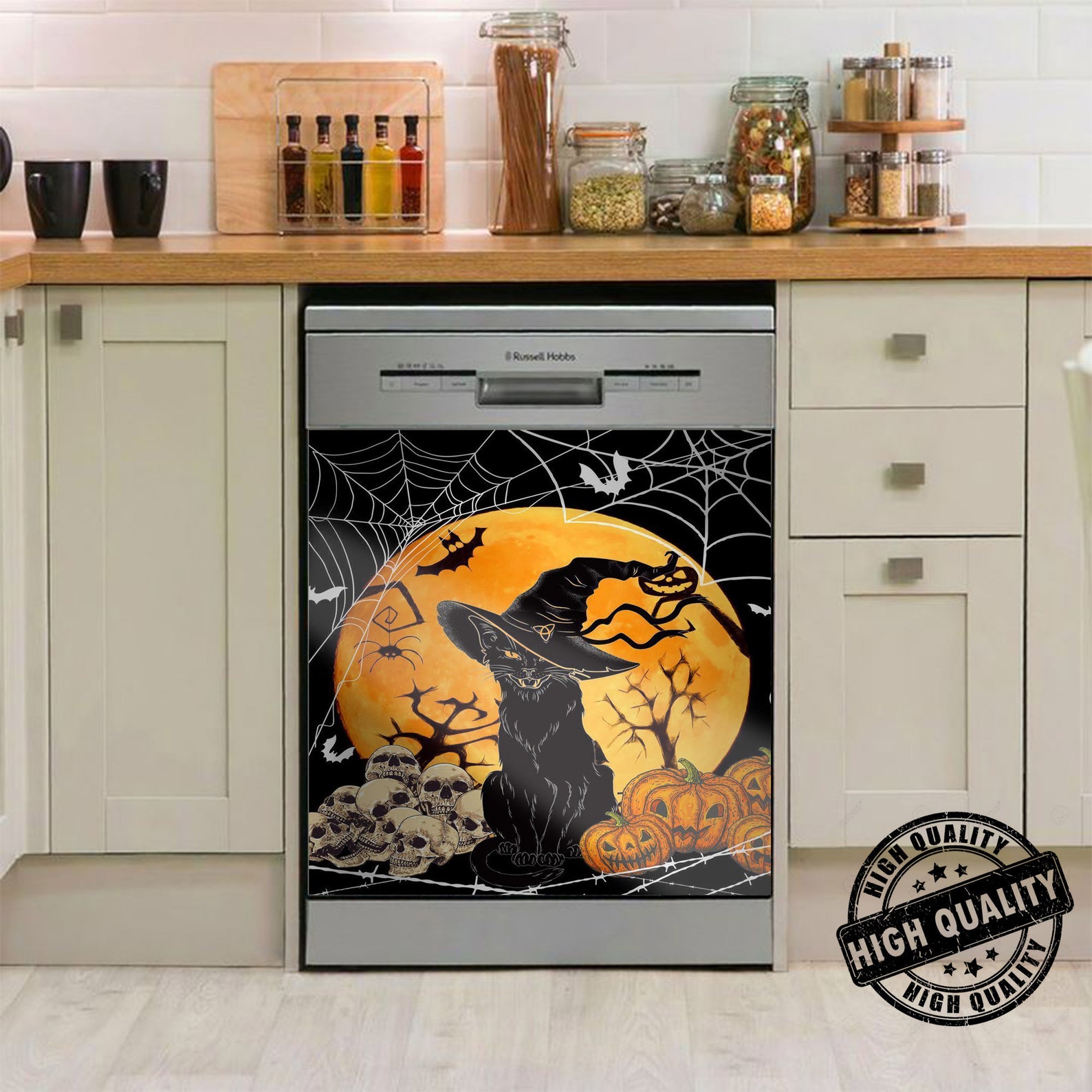Black Cat Pumpkin Halloween Dishwasher Cover Magnet Sticker  Etsy