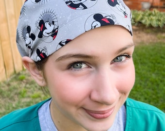 GR8 Caps Scrub Cap Euro Close-Fit Women's Surgical RN CRNA CST Hat Surgery Nurse Mickey Minnie Mouse Ready-Made Limited Supply
