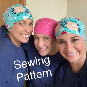 Sewing PATTERN Tie Back Bow Close-Fit Euro Style Scrub Cap Hat *Sew it Yourself Easy* PDF Digital Download with*Video* Fat Quarters UPDATED!