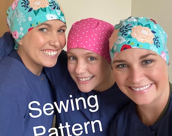 Sewing PATTERN Tie Back Bow Close-Fit Euro Style Scrub Cap Hat *Sew it Yourself Easy* PDF Digital Download with*Video* Fat Quarters UPDATED!