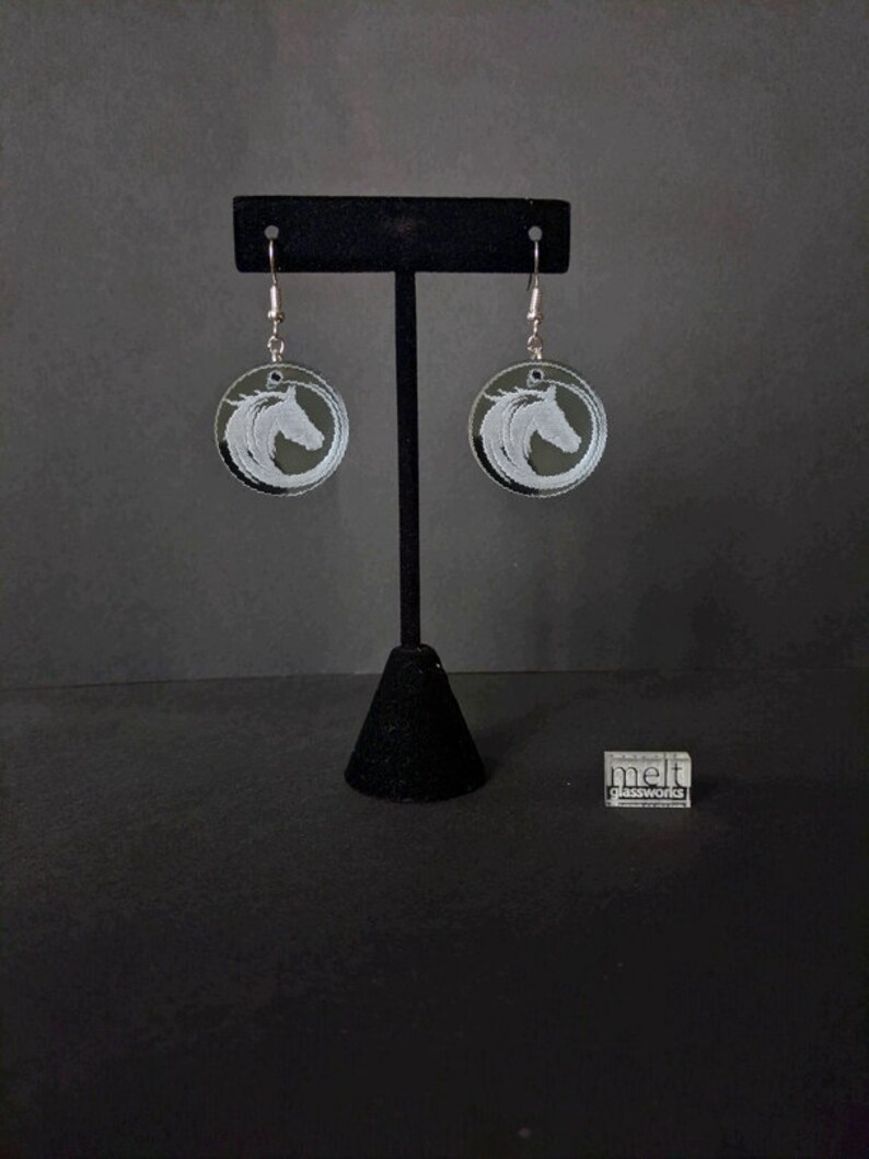 Melt Glassworks Horse Lucite Glass Small Round Earrings