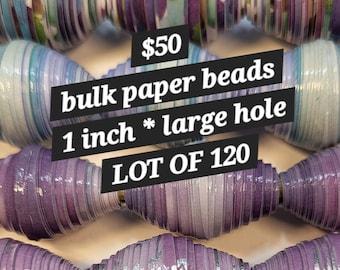 Handmade Recycled Paper Beads | Made in USA | Large Hole | Macrame Bead | Unique Paper Bead | Lavender Dream Colors | Boho Bead | Bulk Beads