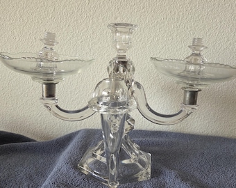 Duncan Miller Candelabra with Interchangeable Screw on Parts,  2 Bowl Epernges, 2 Long Epernges,  3 Candle Holders, 10 inches tall, 13 Piece