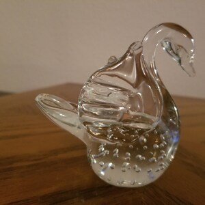 Vintage Glass Swan Figurine with Bubbles