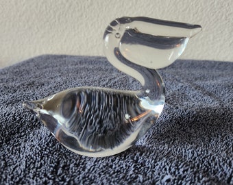 Clear Glass Pelican Paperweight