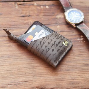 Cartera minimalista de cuero inteligente / La mejor cartera delgada / La mejor cartera pequeña / Cartera compacta / Cuero vegetal color canela gris medianoche