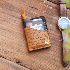 Portefeuille élégant en cuir minimaliste | Meilleur portefeuille mince | Meilleur petit portefeuille | Portefeuille compact | Cuir havane végétal moutarde