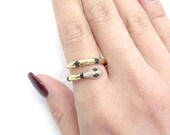 Black Eyes CZ Diamond Snake 18k Gold Ring