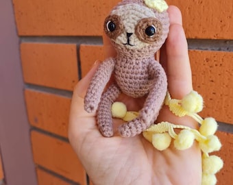 Crochet sloth, Mini sloth, Stuffed sloth, Sloth gift idea, Crochet sloth toy, Crochet sloth doll, Crocheted sloth, Pocket toy friend