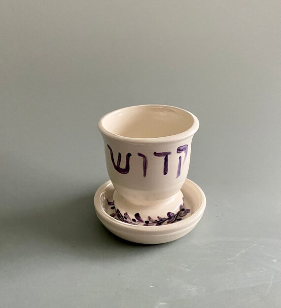 Kiddush Cup Ceramic Handmade Hand Paintedwheel Thrown Etsy