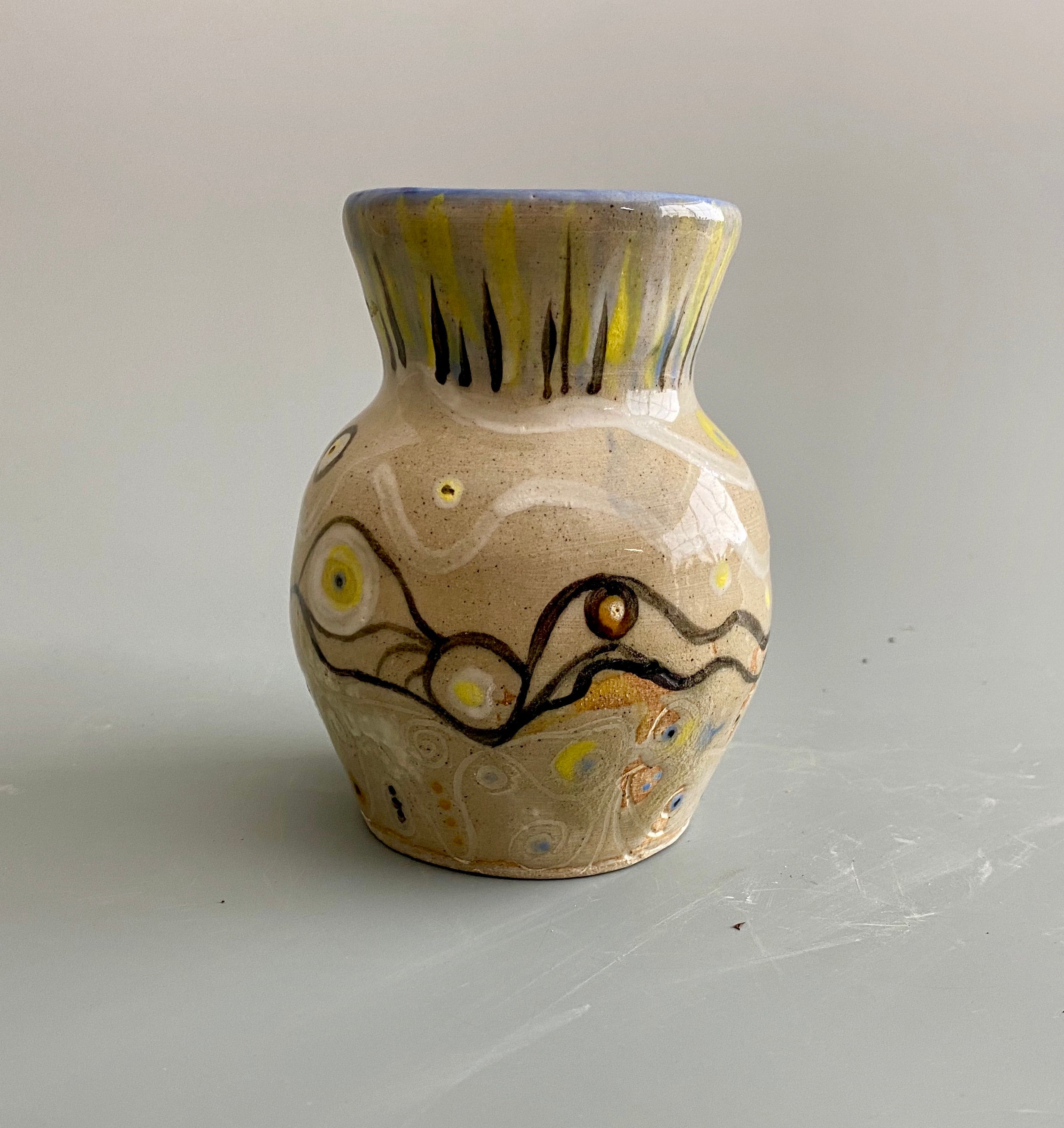 Ceramic Handmade Flower Vase, Pottery Vase, Hand Decorated, Wraparound