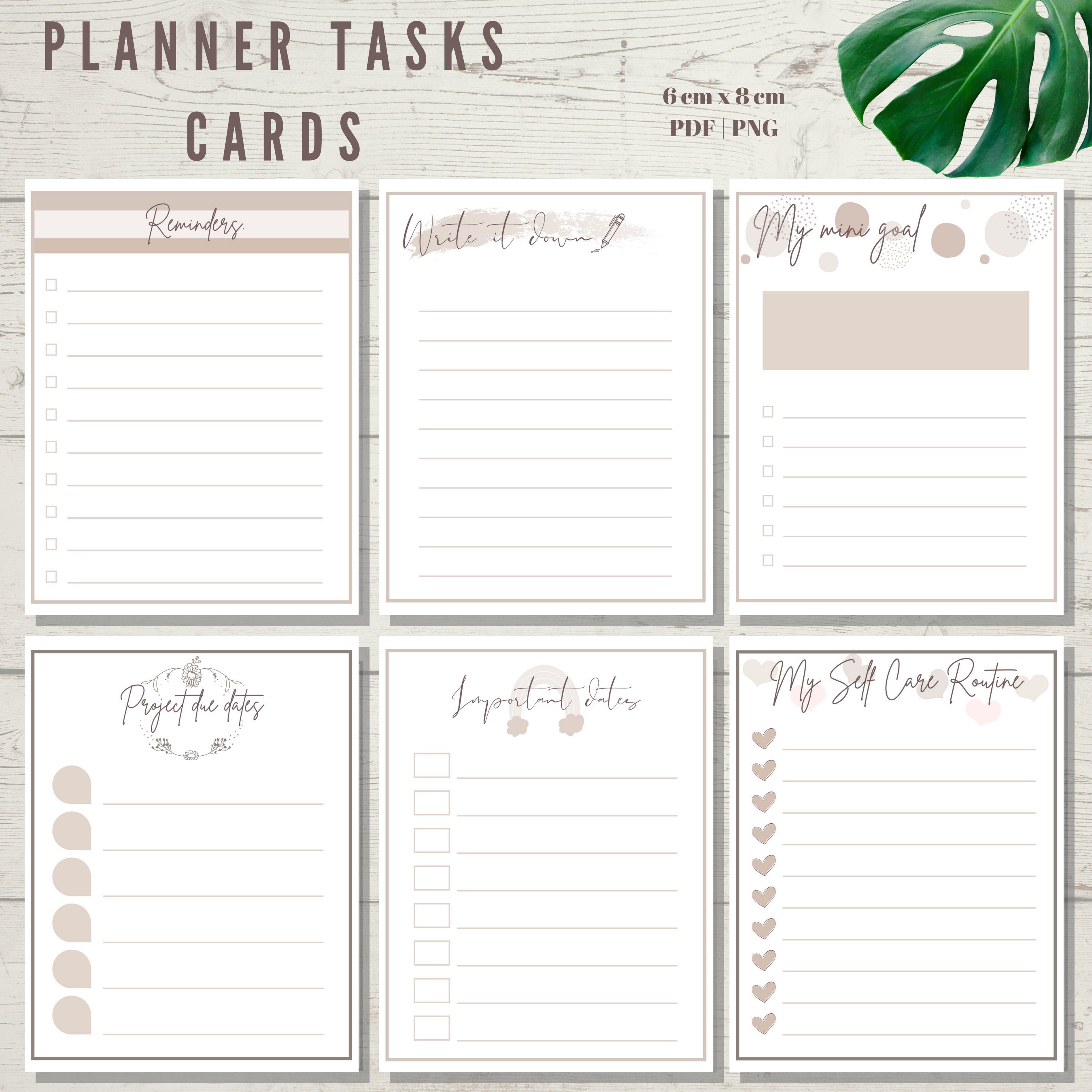 Mini Planner Tasks Cards Etsy